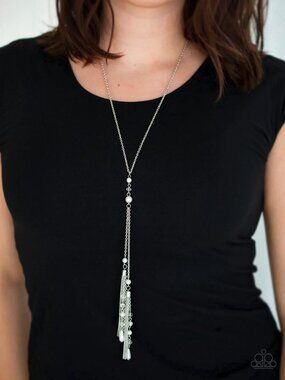 Paparazzi Jewelry Accessories - Timeless Tassels - White Necklace - Vintage